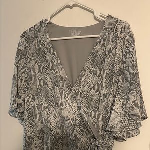 Snake skin print faux wrap dress